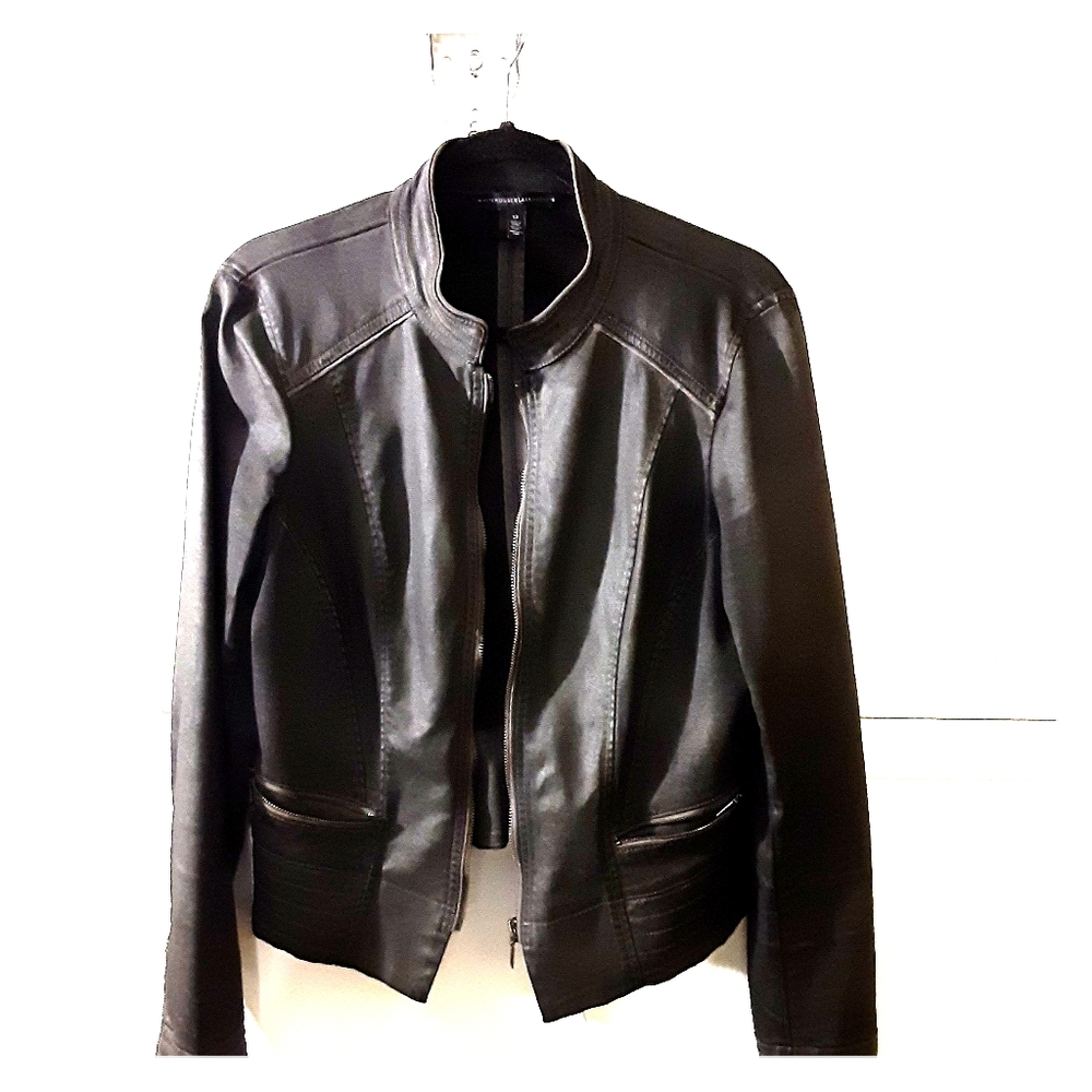 womens gray coated denim jacket
